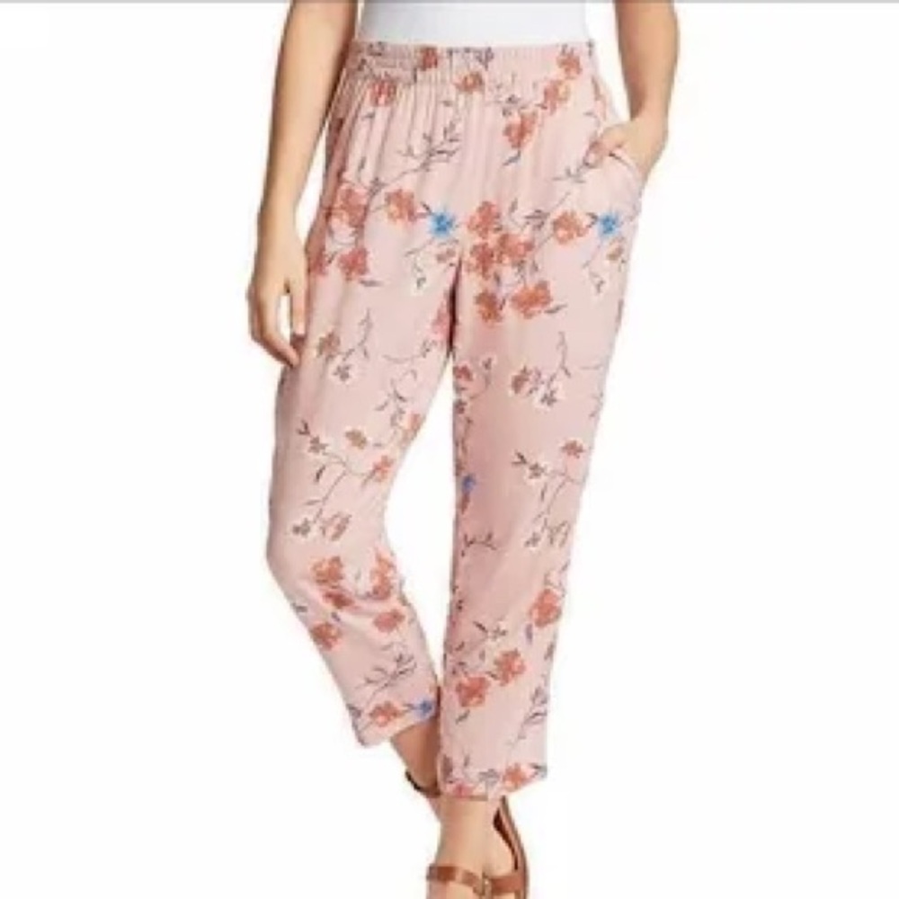 Jessica Simpson Cadie Pink Floral Palazzo Boho Cropped Pants Medium